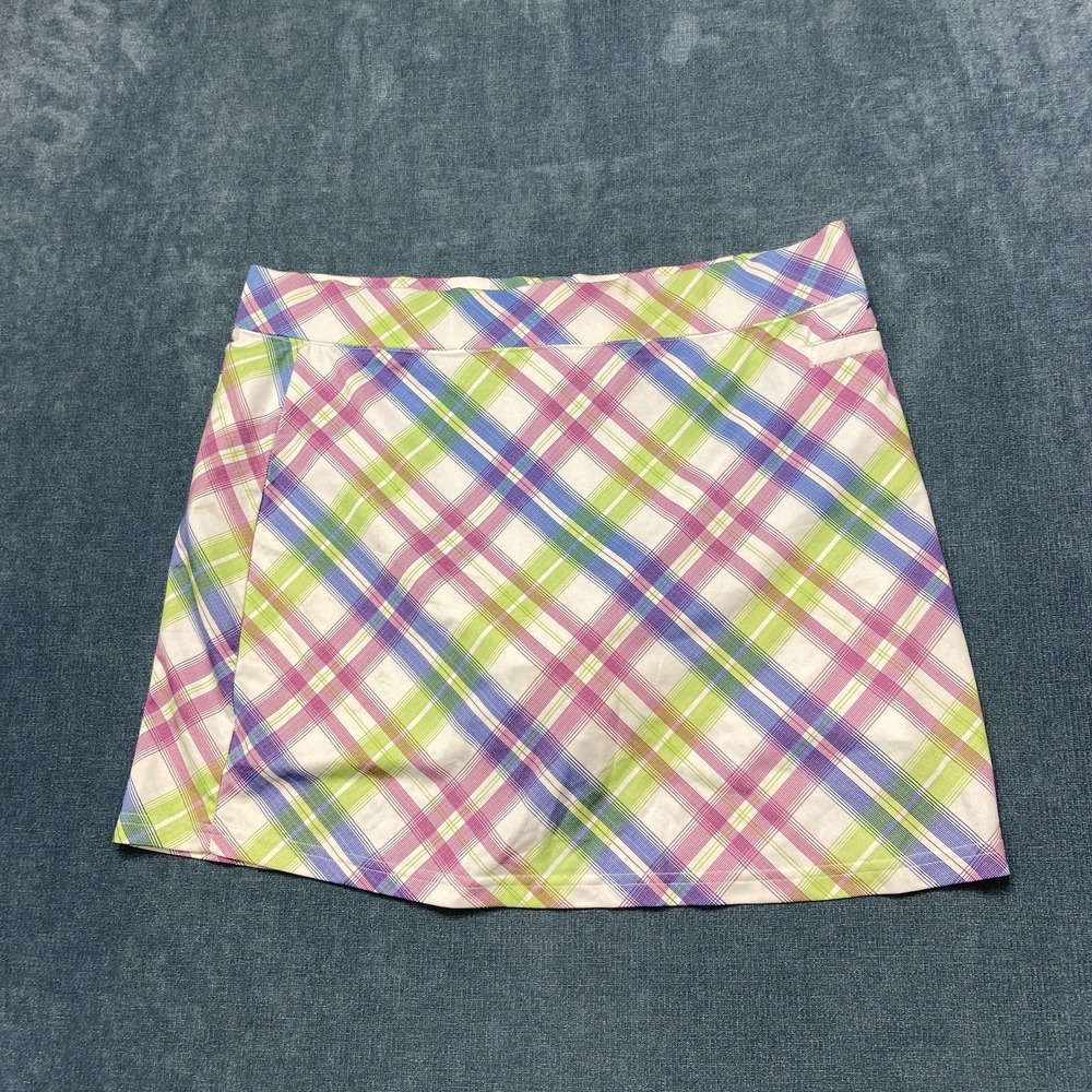Pebble Beach Golf Skort Womens Large Multi Plaid Stretch Performance Activewear